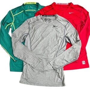 Nike Pro Combat Long Sleeve Shirts - Red, Gray, Green